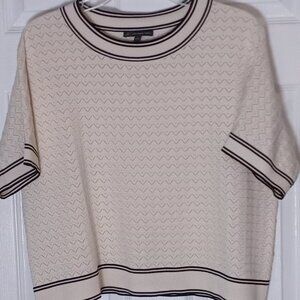 Adrianna Papell Short Sleeve Ivory Sweater